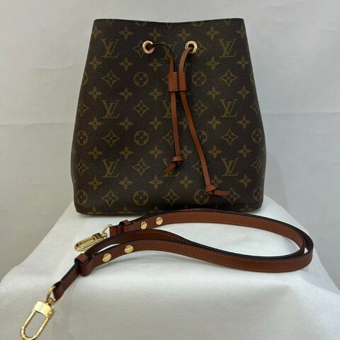 LV-Louis Vuitton咖背帶NEONOE MM水桶包