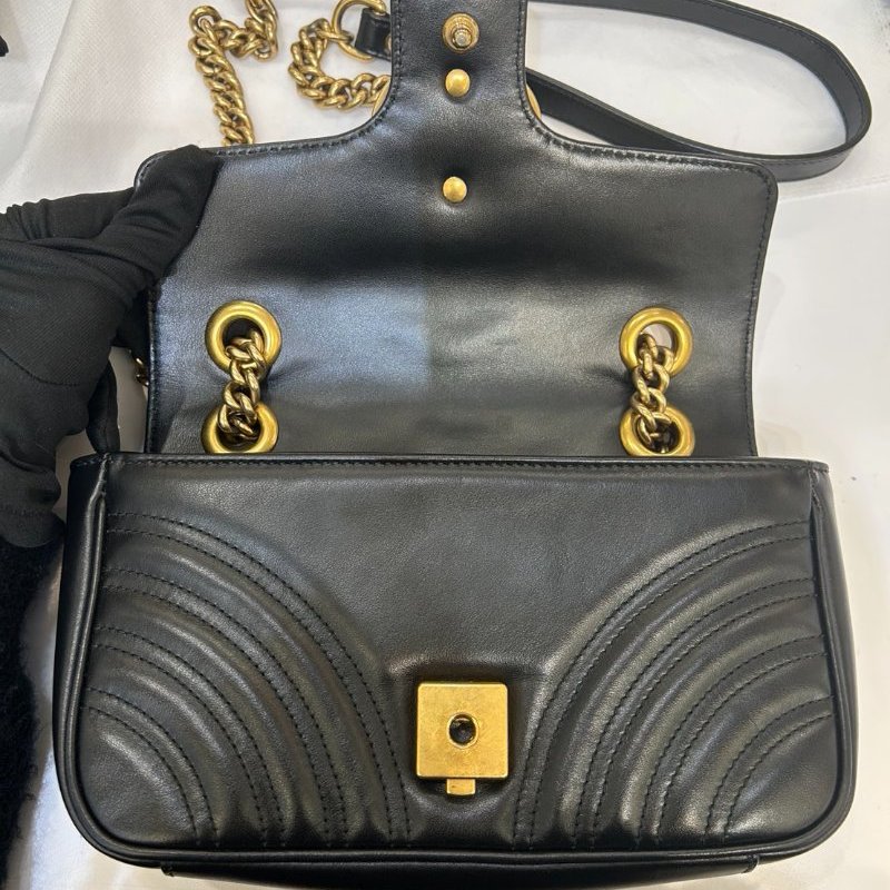 GUCCI MARMONT 黑金牛皮掀蓋22CM-7