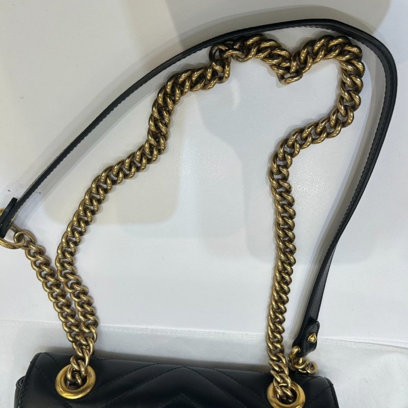 GUCCI MARMONT 黑金牛皮掀蓋22CM-9