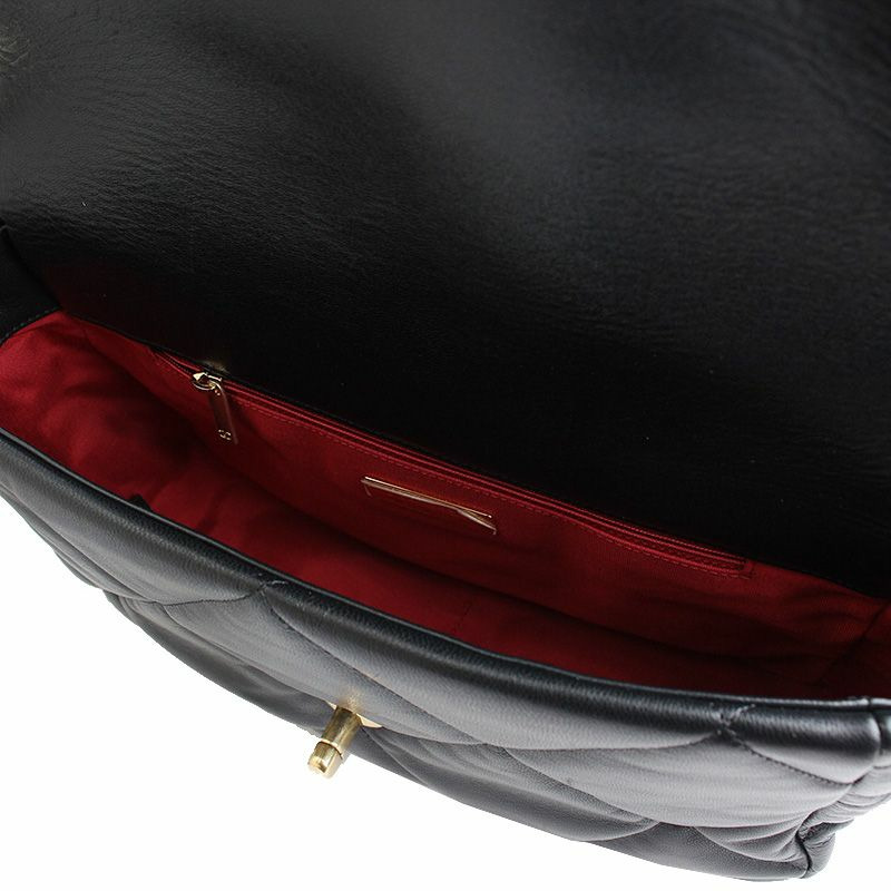 【包稅】CHANEL 19 黑色羊皮復古金色五金大號肩包 30-4