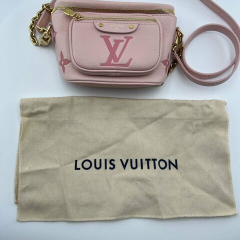 路易威登 Mini Bumbag 粉色粒面牛皮腰包／斜背包