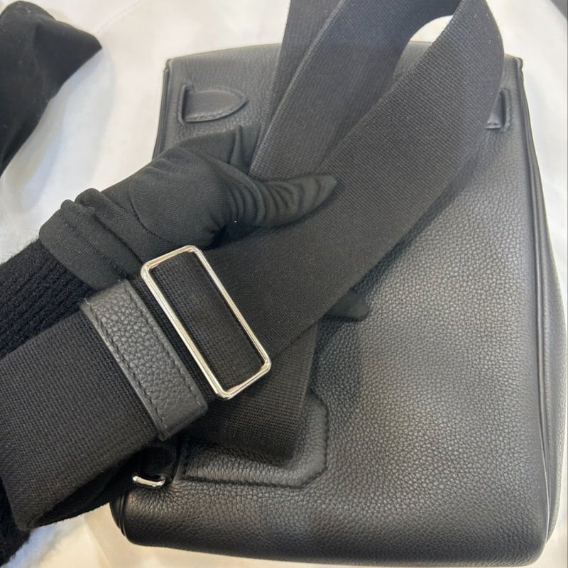 黑色Togo牛皮銀釦HAC A DOS PM胸包-7