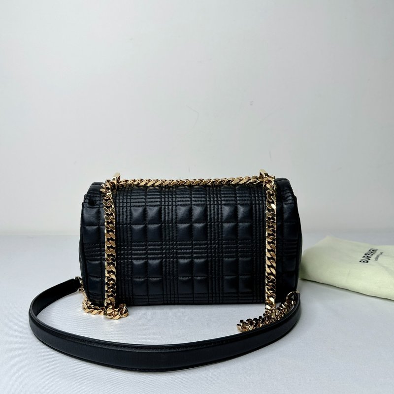 BURBERRY Lola TB黑金格紋鏈包-1