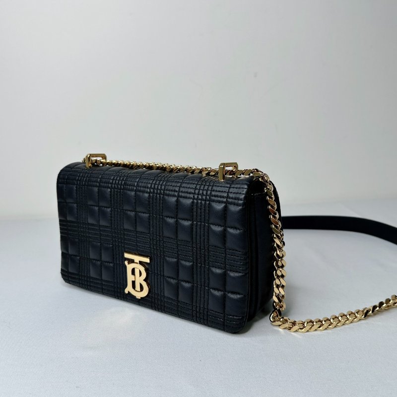 BURBERRY Lola TB黑金格紋鏈包-2