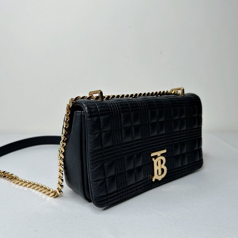 BURBERRY Lola TB黑金格紋鏈包-3