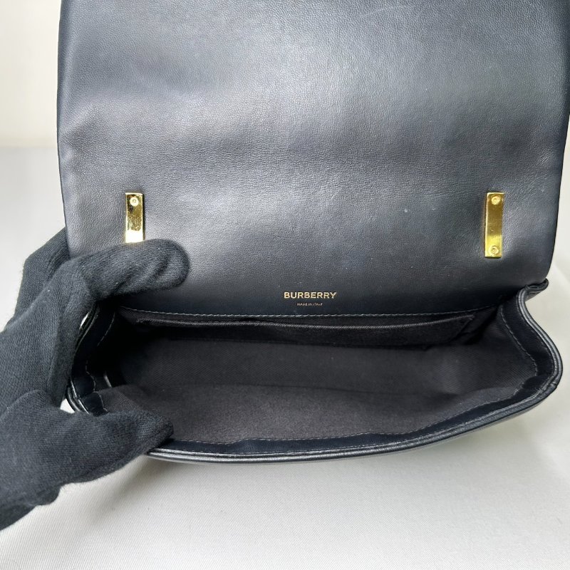 BURBERRY Lola TB黑金格紋鏈包-7