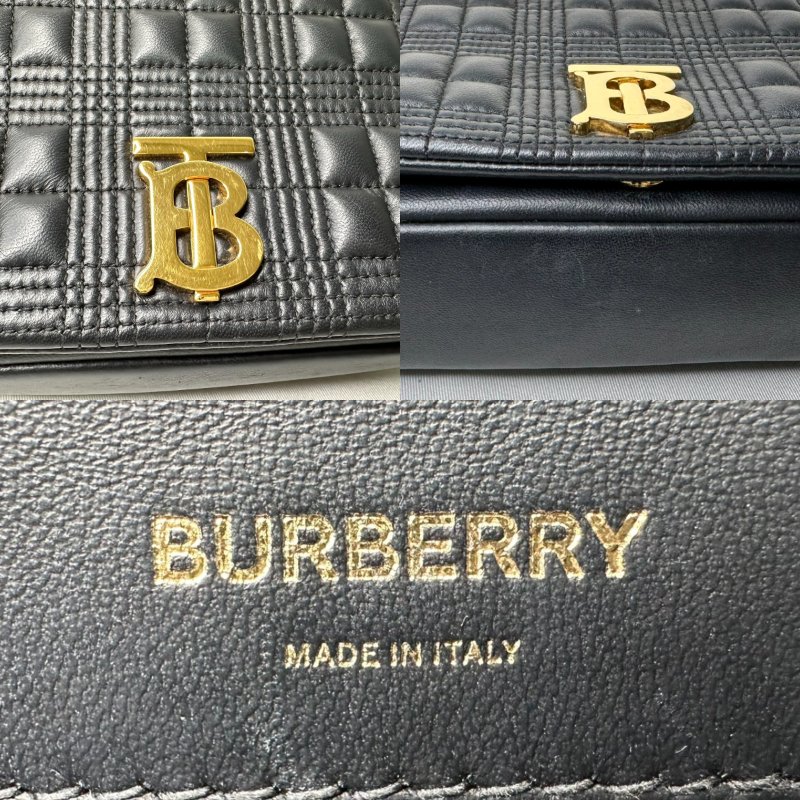 BURBERRY Lola TB黑金格紋鏈包-8