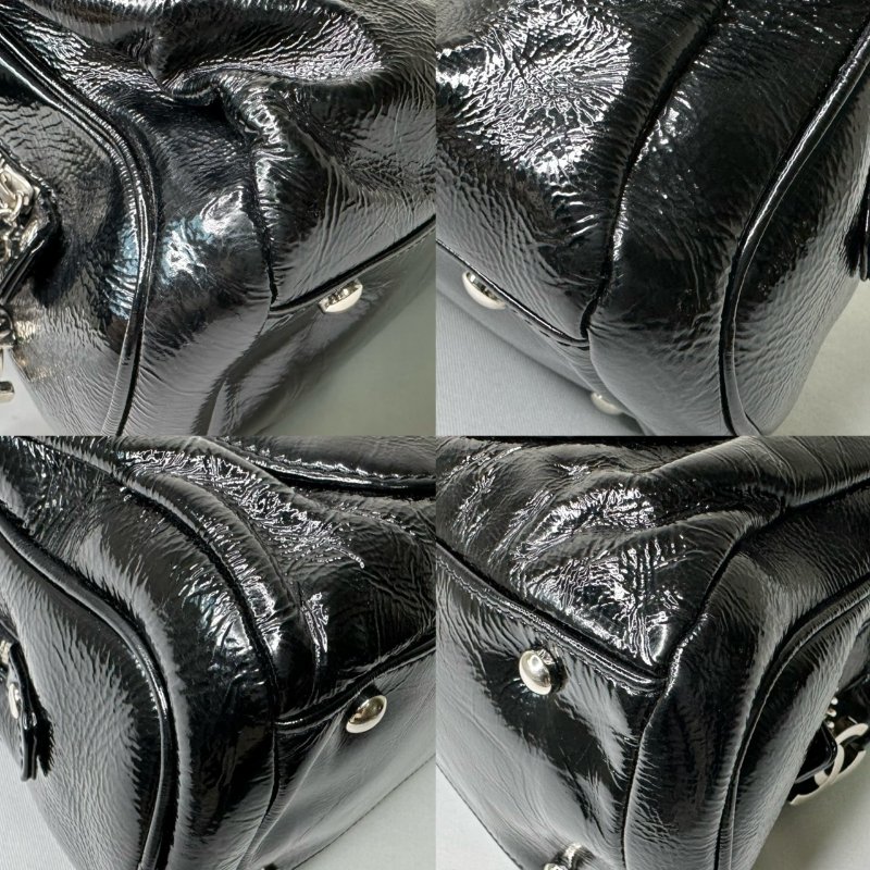 CHANEL 黑色漆皮鏈帶單肩包-12