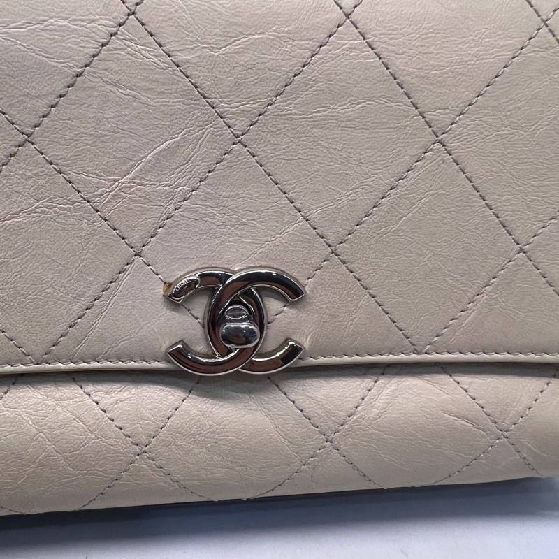 【Chanel香奈兒 象牙白拼黑鏈條包，25開  尺寸24×17×7cm-6