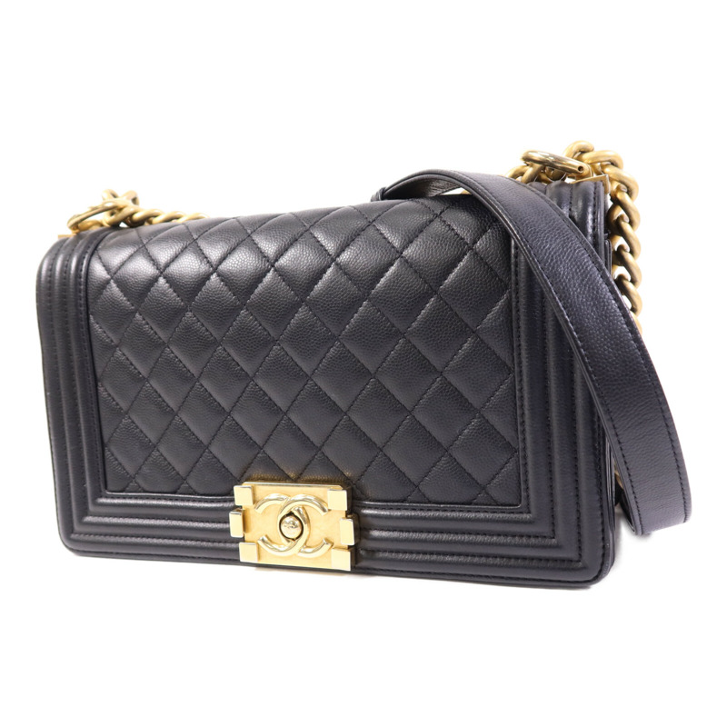 CHANEL 牛皮皮革Boy 25金扣鏈帶肩背袋-2