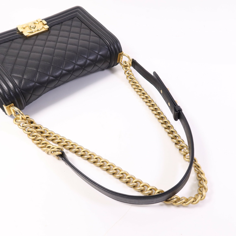 CHANEL 牛皮皮革Boy 25金扣鏈帶肩背袋-8