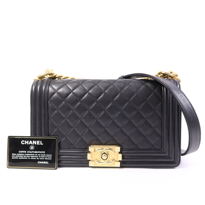 CHANEL 牛皮皮革Boy 25金扣鏈帶肩背袋-9