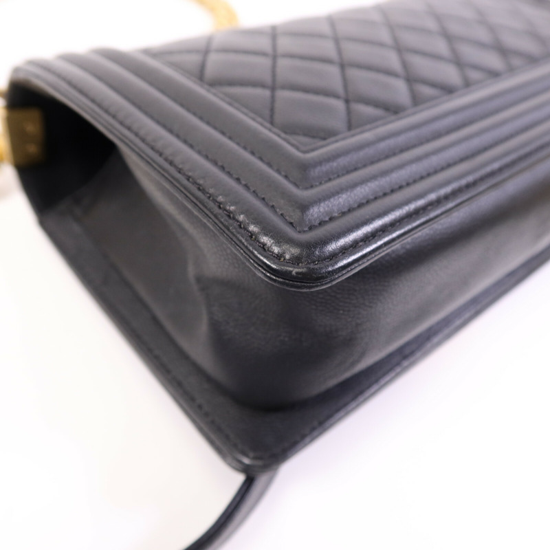 CHANEL 牛皮皮革Boy 25金扣鏈帶肩背袋-13
