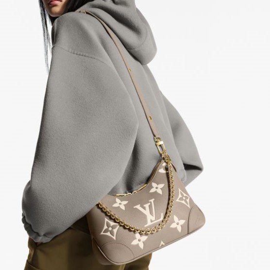 ::LOUIS VUITTON:: LV M13224 Boulogne PM 斑鳩灰 / 奶油色 雙色 Monogram Empreinte皮革 腋下包 肩背包 斜背包 半月包-0