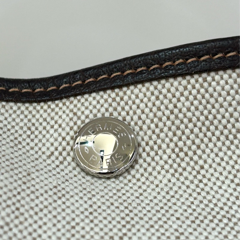 Hermes棕皮革拼帆布 Garden Party36-6