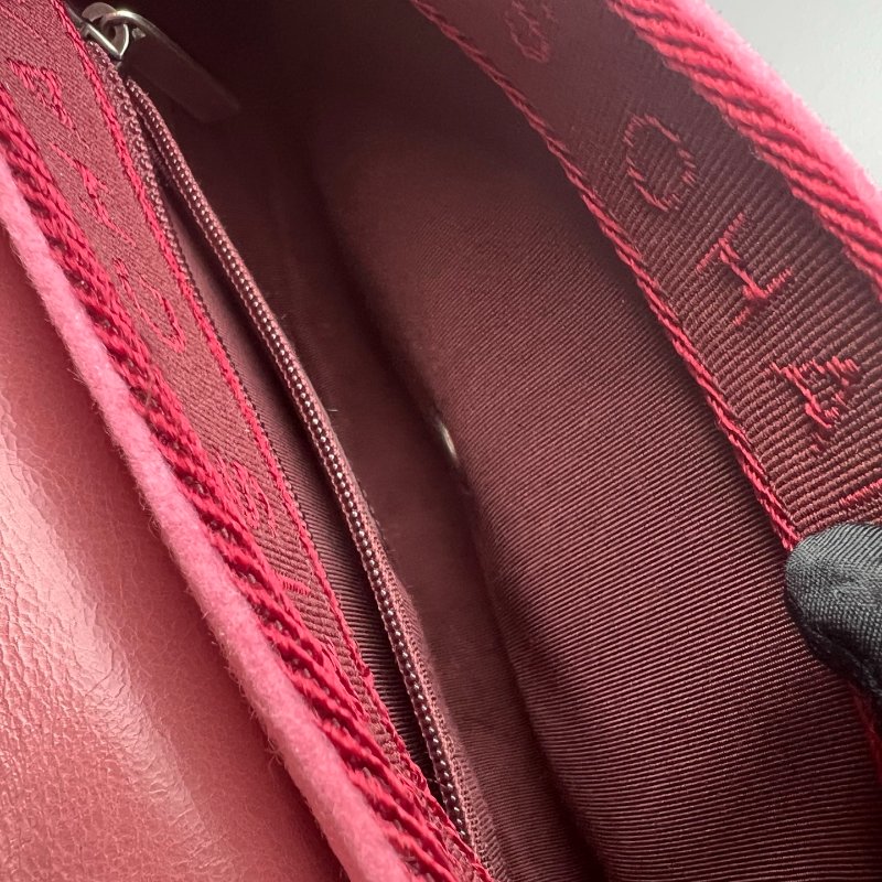 CHANEL 肩背包拚色山茶花毛尼粉 21開-5