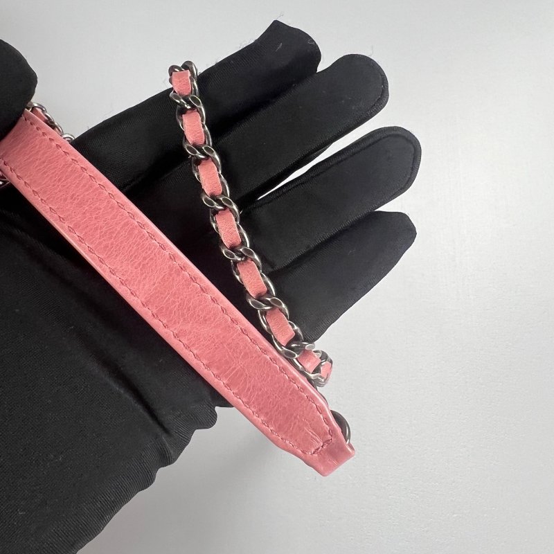 CHANEL 肩背包拚色山茶花毛尼粉 21開-8