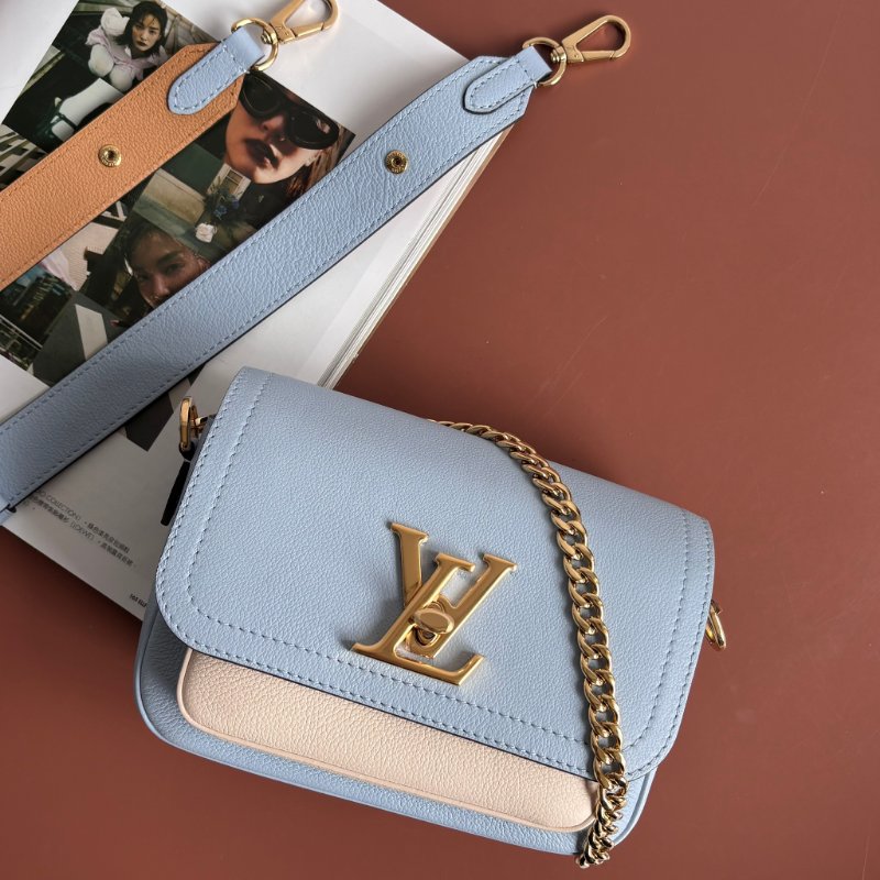 ::LOUIS VUITTON:: LV M59984 Lockme Tender寶寶藍白拼色手提斜背兩用包 掀蓋鏈帶包-1