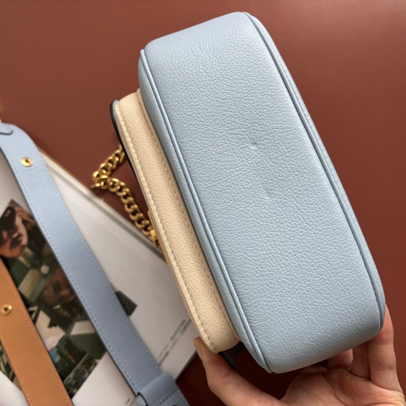 ::LOUIS VUITTON:: LV M59984 Lockme Tender寶寶藍白拼色手提斜背兩用包 掀蓋鏈帶包-3