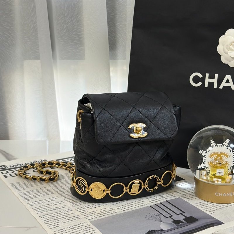 CHANEL 23B金幣雙肩包 - 黑金-1