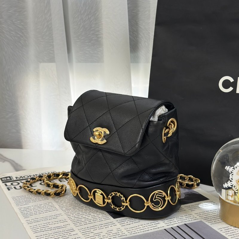 CHANEL 23B金幣雙肩包 - 黑金-2