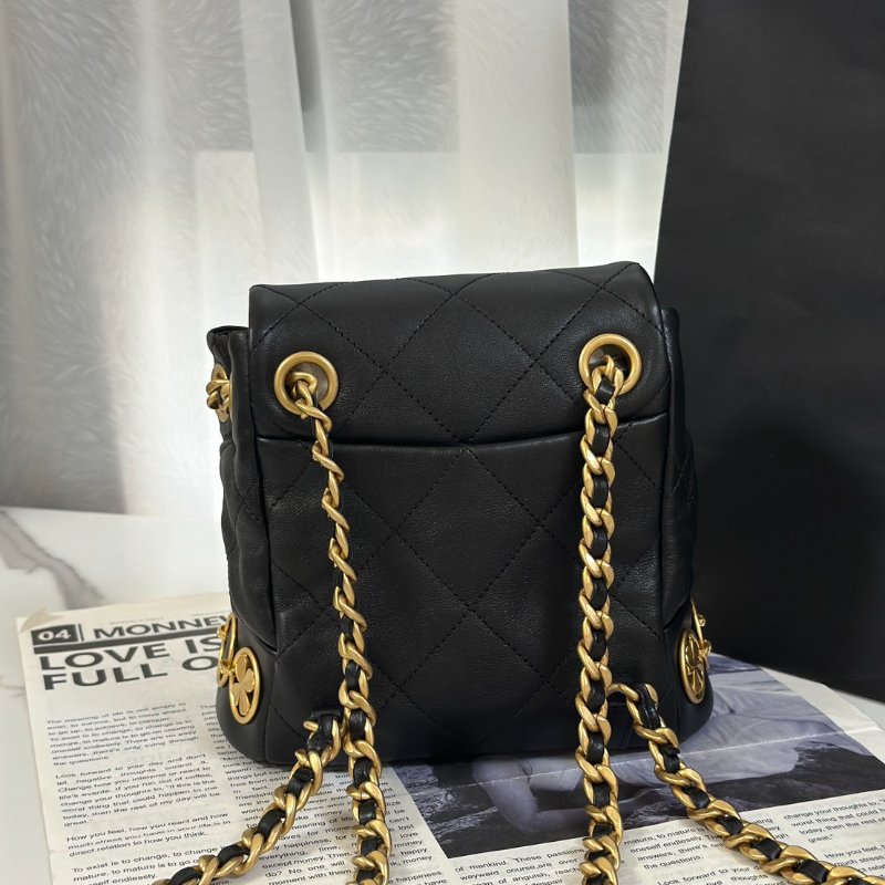 CHANEL 23B金幣雙肩包 - 黑金-3