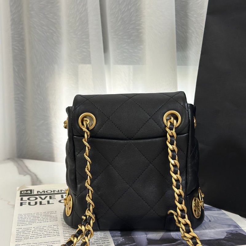 CHANEL 23B金幣雙肩包 - 黑金-4