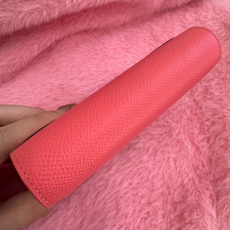 Hermes粉色銀H康康短夾-2