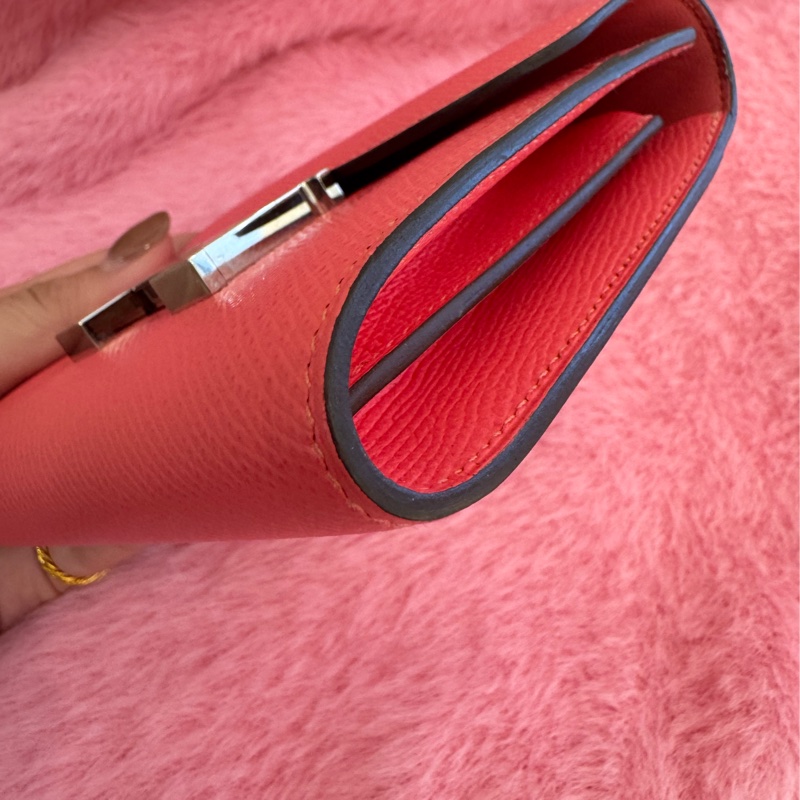 Hermes粉色銀H康康短夾-8