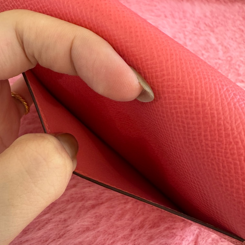 Hermes粉色銀H康康短夾-10