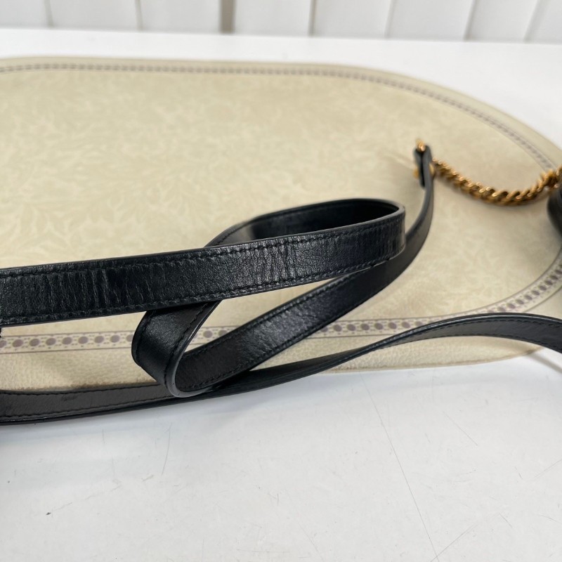 GUCCI古馳  Marmont馬蒙相機包 黑色波浪紋絎縫 金色雙G扣  可手提可單肩斜挎-24