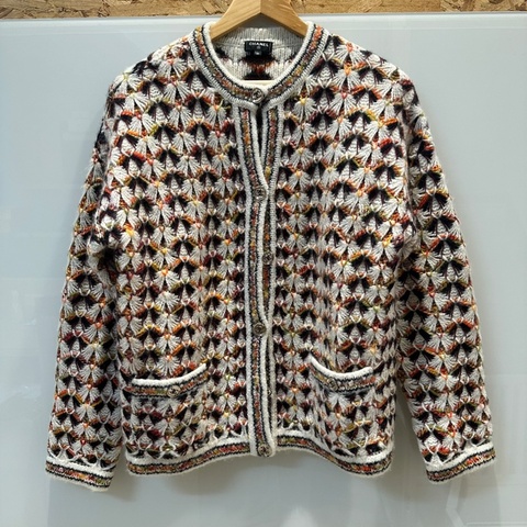 【美收精品】CHANEL 茶橘色菱格紋針織外套 4-674