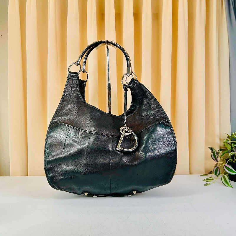 迪奧 Dior迪奧中古款 黑銀 D掛飾 容量設計優秀 可背 可挎 可拎 好用-5