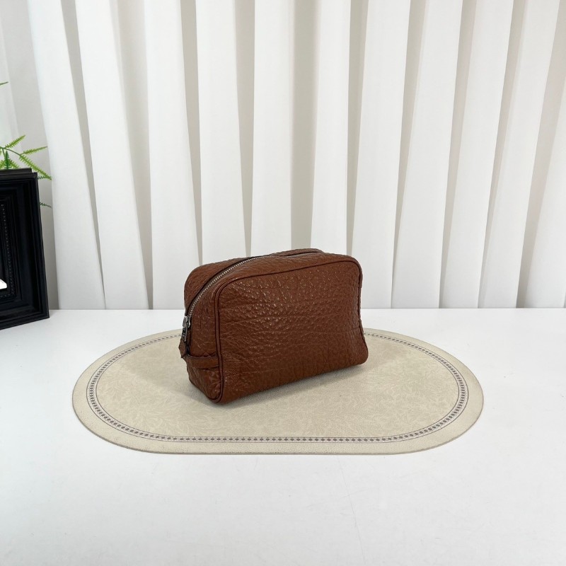 HERMES愛馬仕  棕色拉鍊手拿包洗漱包化妝包 容量大 方便攜帶 皮革柔軟-3