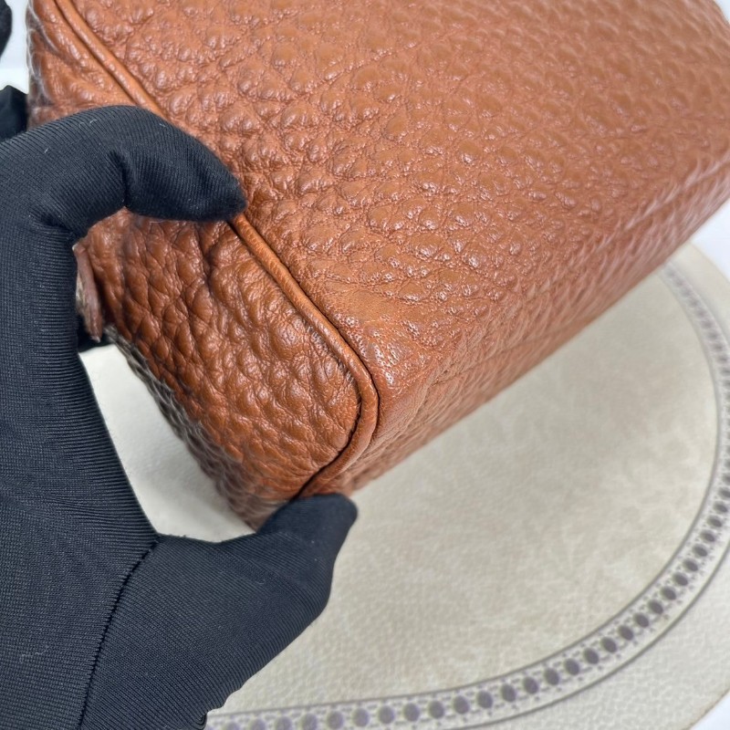 HERMES愛馬仕  棕色拉鍊手拿包洗漱包化妝包 容量大 方便攜帶 皮革柔軟-7