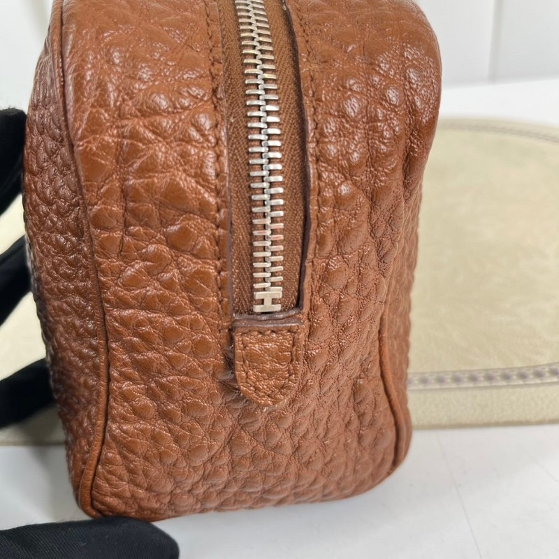 HERMES愛馬仕  棕色拉鍊手拿包洗漱包化妝包 容量大 方便攜帶 皮革柔軟-22