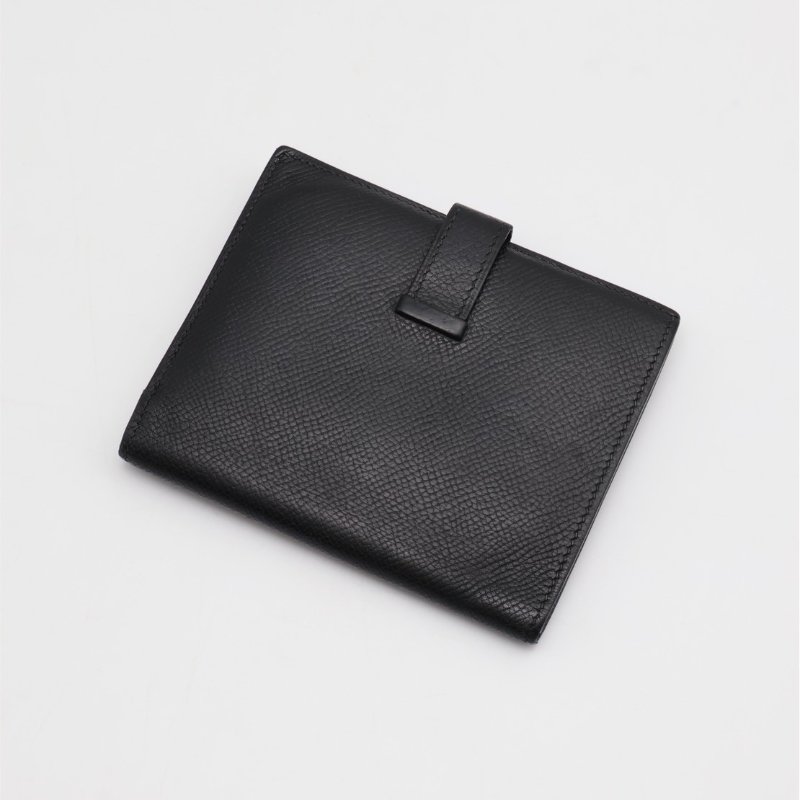 HERMES Bearn 短夾 - 黑銀 🄸-1