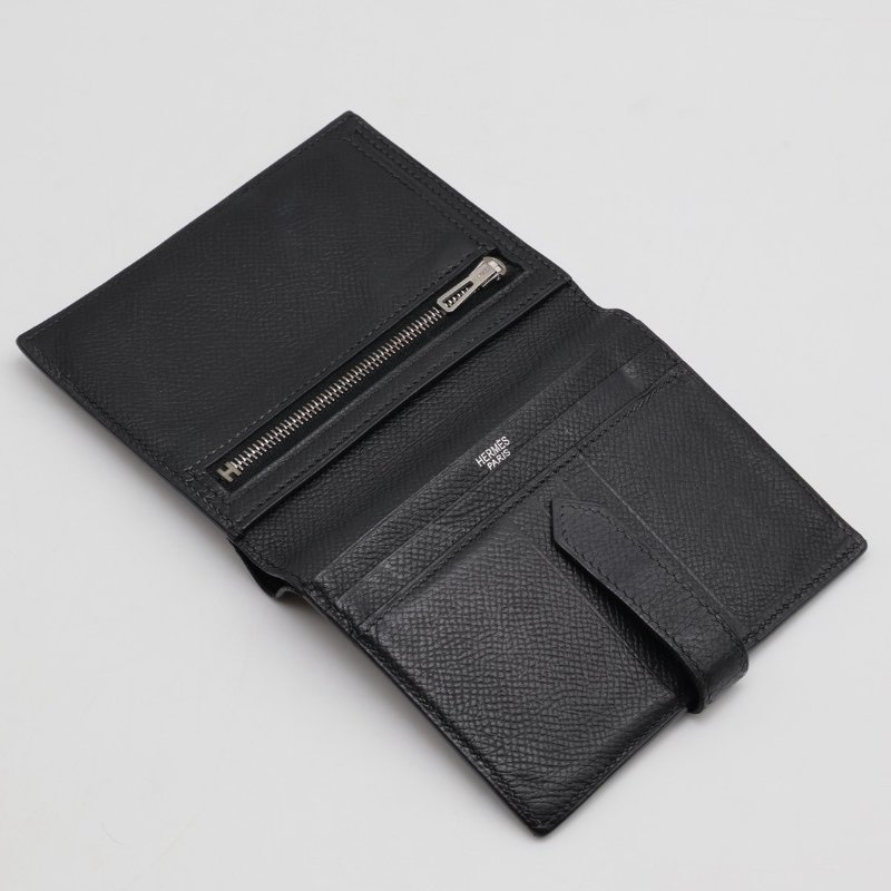 HERMES Bearn 短夾 - 黑銀 🄸-2
