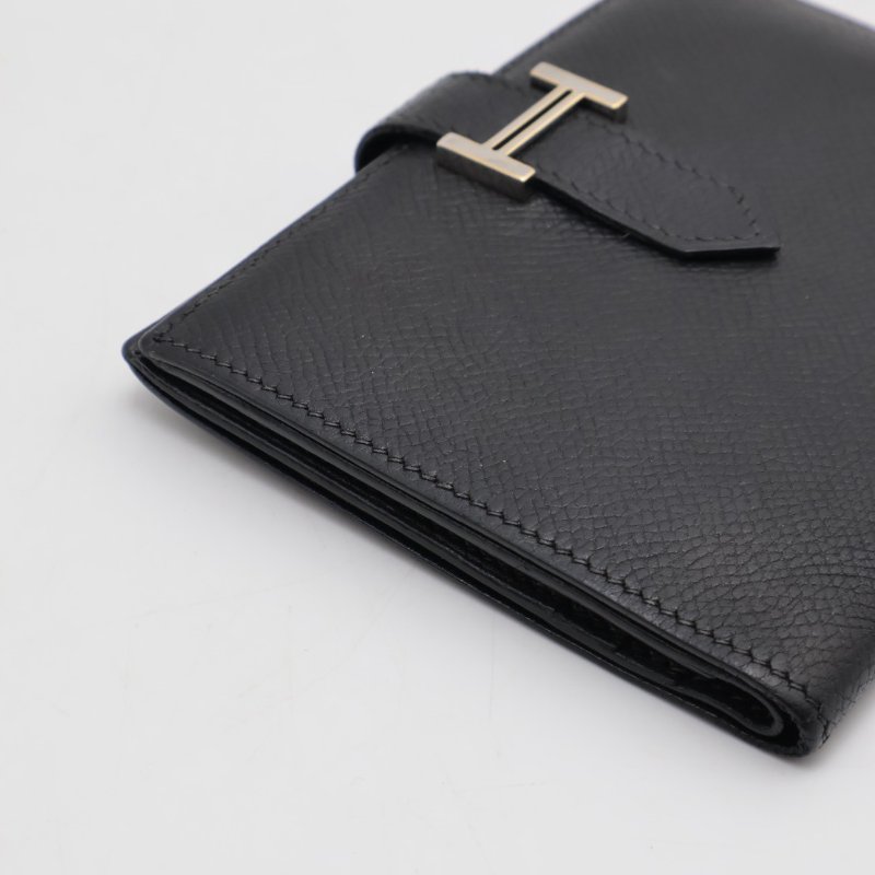 HERMES Bearn 短夾 - 黑銀 🄸-5