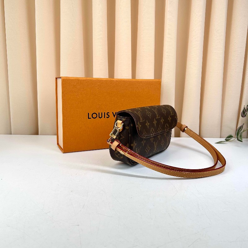 LV  LV/路易威登 ivy老花鏈條腋下包單肩斜挎手提包   經典老花配棕色皮革 金色五金配件-3