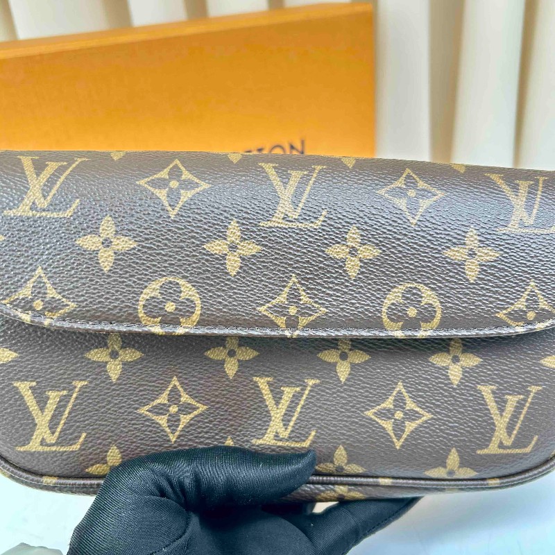 LV  LV/路易威登 ivy老花鏈條腋下包單肩斜挎手提包   經典老花配棕色皮革 金色五金配件-7