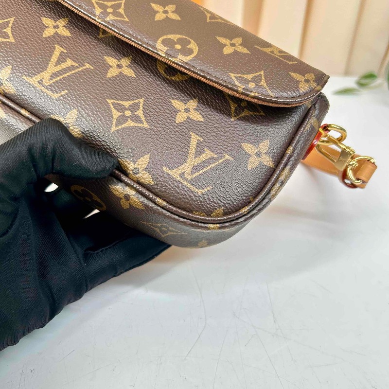 LV  LV/路易威登 ivy老花鏈條腋下包單肩斜挎手提包   經典老花配棕色皮革 金色五金配件-8