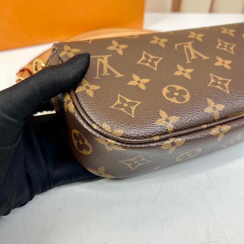 LV  LV/路易威登 ivy老花鏈條腋下包單肩斜挎手提包   經典老花配棕色皮革 金色五金配件-12