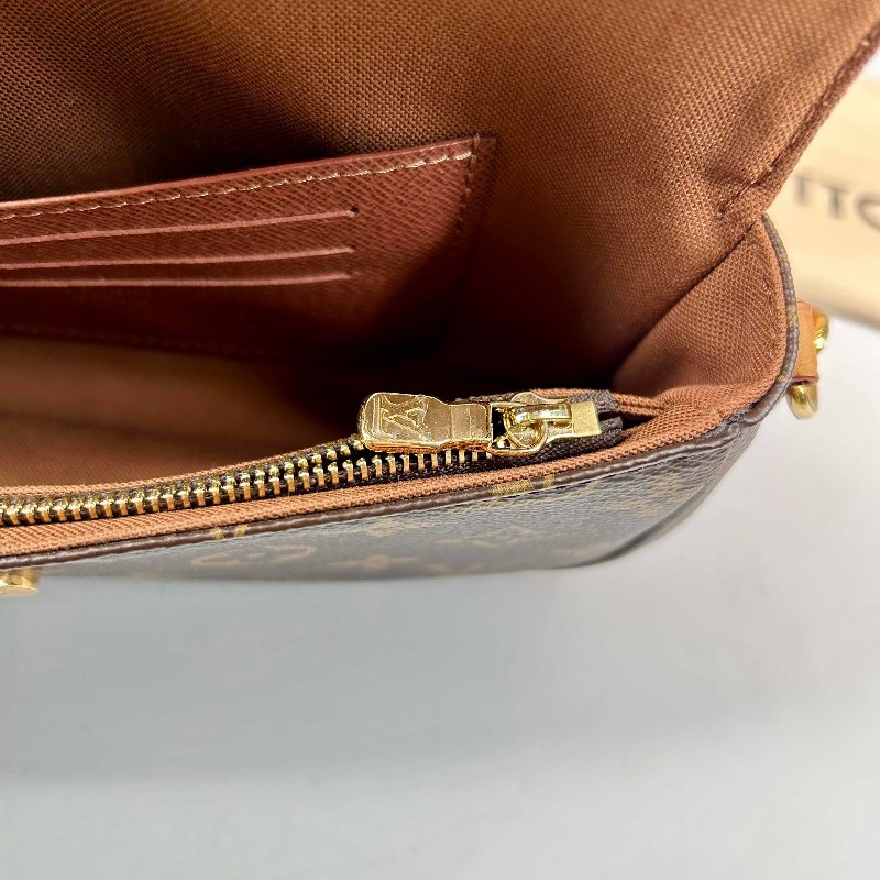 LV  LV/路易威登 ivy老花鏈條腋下包單肩斜挎手提包   經典老花配棕色皮革 金色五金配件-26