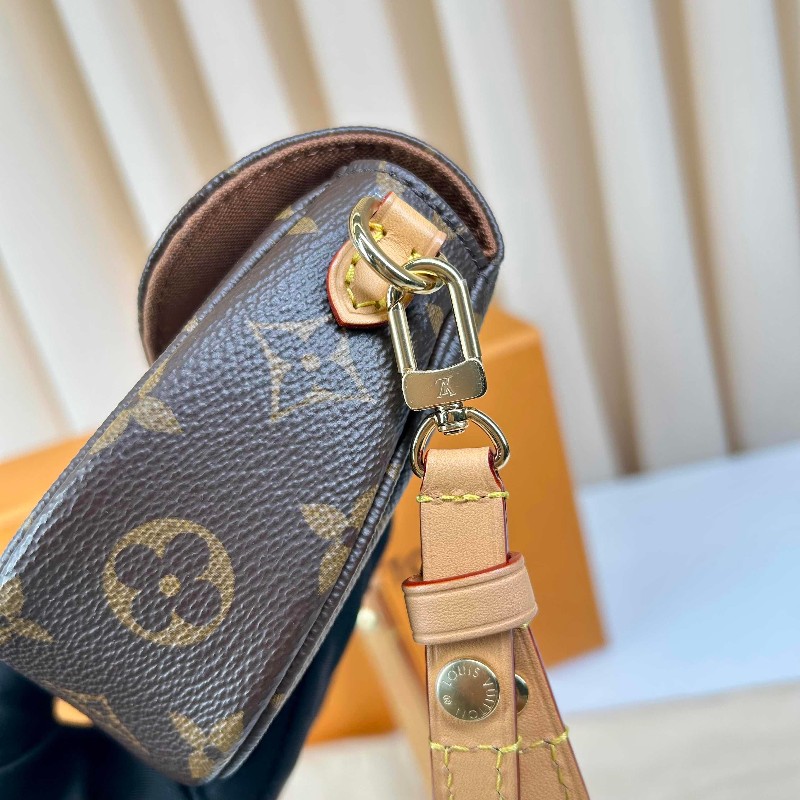 LV  LV/路易威登 ivy老花鏈條腋下包單肩斜挎手提包   經典老花配棕色皮革 金色五金配件-30