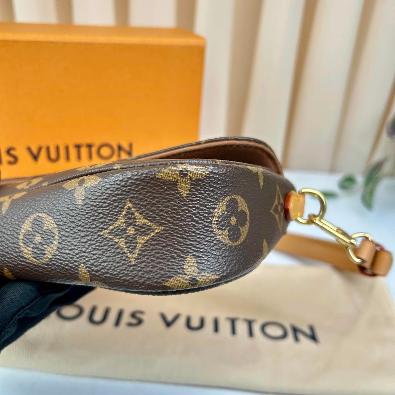 LV  LV/路易威登 ivy老花鏈條腋下包單肩斜挎手提包   經典老花配棕色皮革 金色五金配件-33