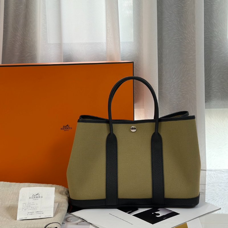 HERMES Garden party 30 - 帆布塵埃拚黑-9