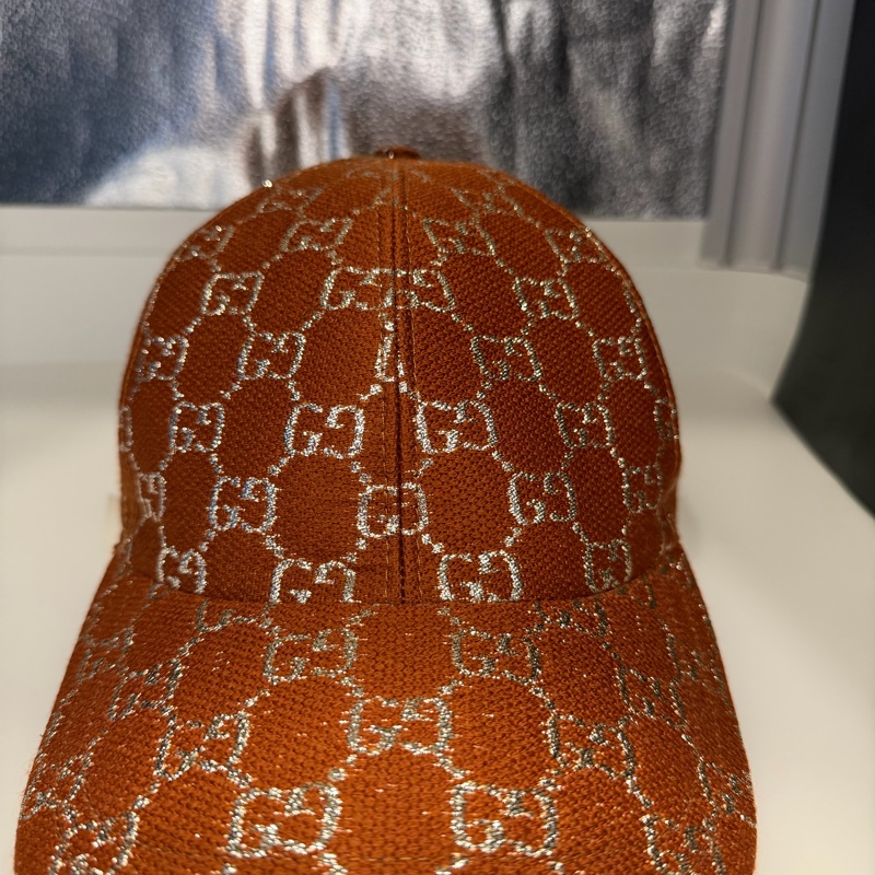 Gucci Orange Silver Monogram Hat-0