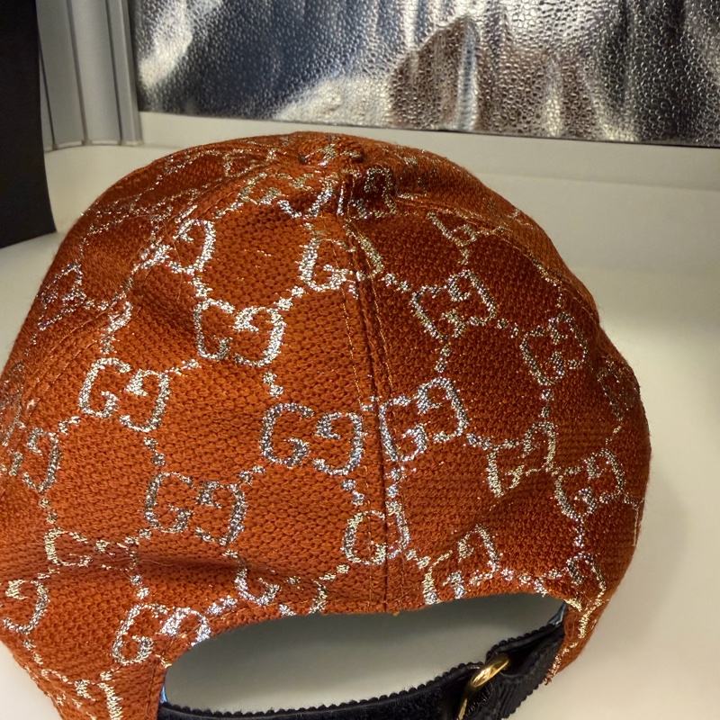 Gucci Orange Silver Monogram Hat-2