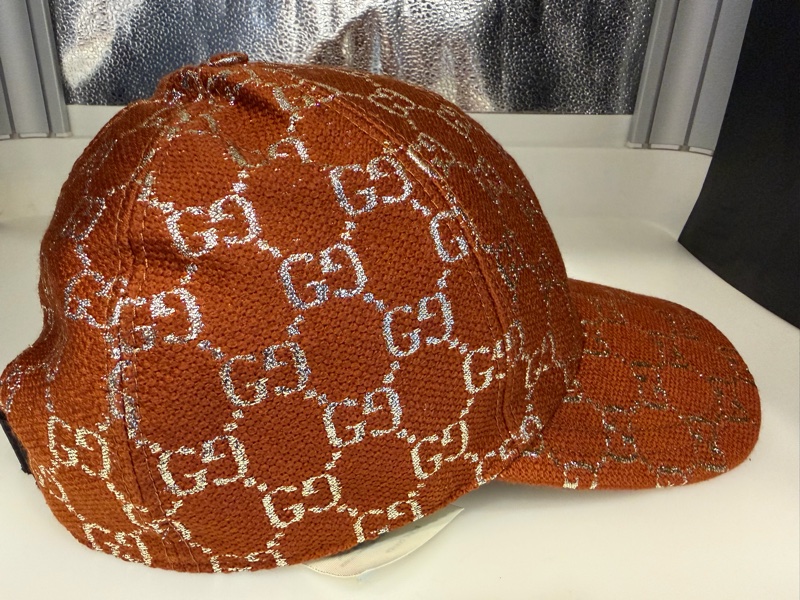 Gucci Orange Silver Monogram Hat-3